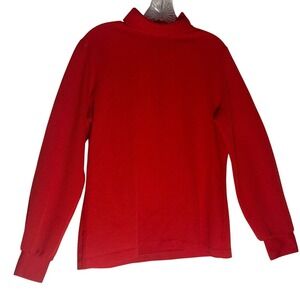 70's vintage Judy Bond Red Turtleneck Zipper Front Long Sleeve‎ Top Blouse Women